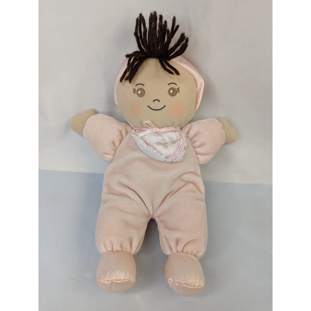 Dakin‎ Pink Baby Doll Plush 10 Inch Applause Brown Hair Stuffed Toy